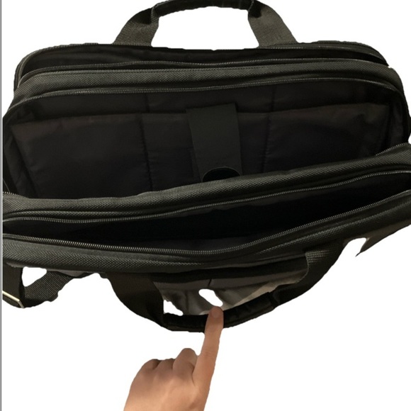 Gray and Black Laptop Bag with Adjustable Strap and Multiple Compartments - Picture 3 of 7